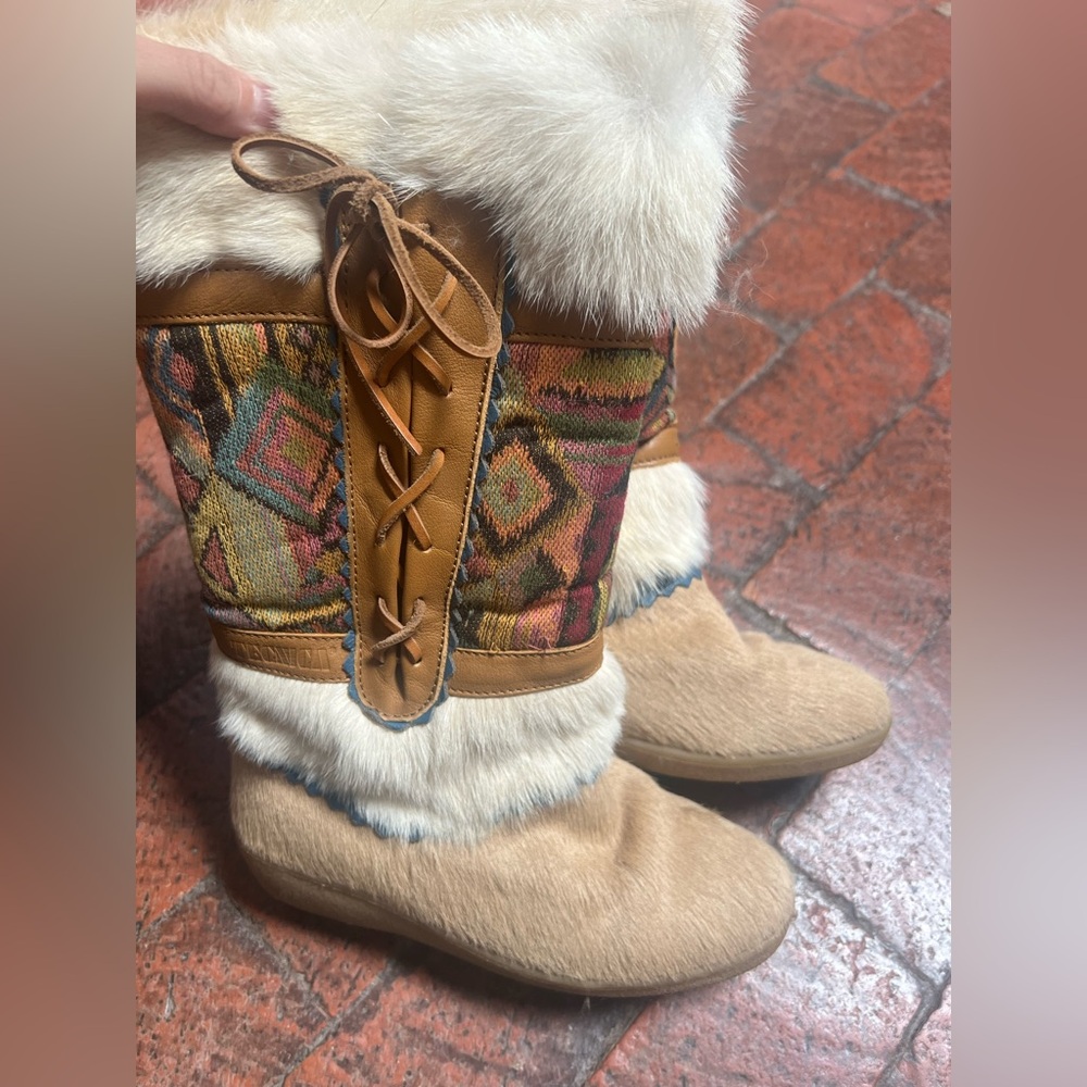 Technica Italian made Bohemian Fur-Lined Boots with Patterned Design